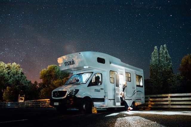 motorhome at night