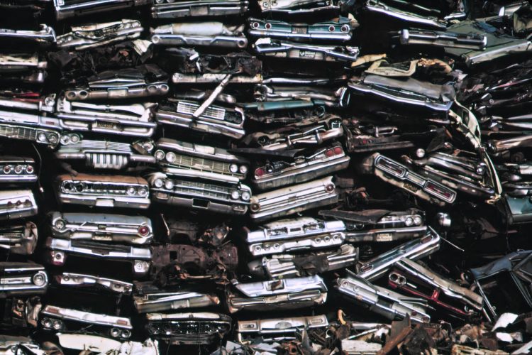 old cars stacked