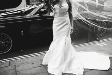 woman near the wedding bentley